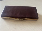 Kolekcjonerskie skórzane pudełko/portfel/etui do okularów, vintage - retro