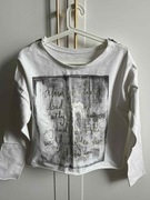 Bluza damska biała bawełna Włoska suwaki nadruk r. 36 S