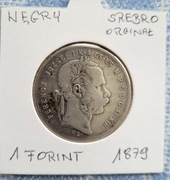 WĘGRY, 1 FORINT 1879  Franciszek Józef, - srebro 