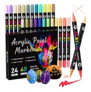 Mazaki akrylowe 24 Sztuki 48 Kolorów Z Podwójną Końcówką