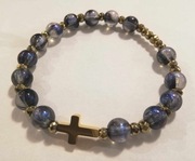 RÓŻANIEC bransoletka dziesiątka granat fiolet złoto hematyt