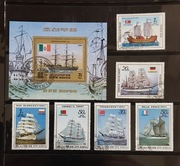 !!! KOREA  STATKI ŻAGLOWE 6szt+Bloczek...KOMPLET...KASOWANE*!!!