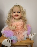 Szczęśliwa uśmiechnięta lala typ Reborn księżniczka 55cm na prezent