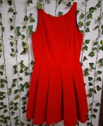 Sukienka czerwona rozkloszowana krótka podszewka wesele elegancka