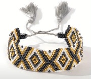 Bransoletka BOHO pleciona z koralików czarno złota