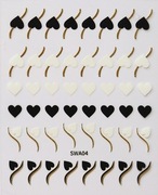 Naklejki na paznokcie Serca / Walentynki / Miłość / duży arkusz