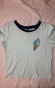 luźna koszulka tshirt w niebieskie paski cekiny lody lato wakacje słodycze