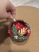 Bombka szklana czerwona gałązka 8 cm