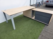 Biurko narożne120 x 160 , jesion + kontenerek + szafka