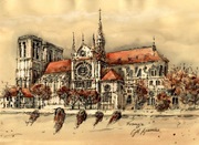 .Akwarela 21X30 cm Francja.POMYSŁ NA PREZENT 