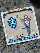 Aniołek dla chłopca prezent na roczek pierwsze urodziny ramka