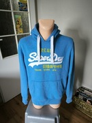 Superdry bluza męska z kapturem M niebieska kangurka