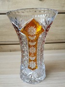 Duży ciężki dwukolorowy wazon szklany vintage PRL