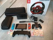 Nintendo Switch + kierownica+ akcesoria + gry
