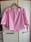 34 XS Divided by H&M bluzka odkryte ramiona różowa kratka vichy