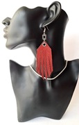 Czerwone Kolczyki ze skóry MustGo Etniczny Chwost