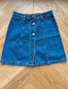 Jeansowa spódniczka ciemna na guziki H&M Divided bawełniana jeans