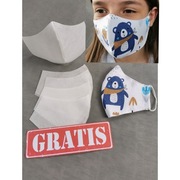 Maska bawełniana z kieszonką, drucik +6 filtrów 