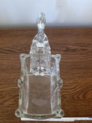 Koń z wozem ze szkła, bomboniera, cukiernica, na słodycze, vintage