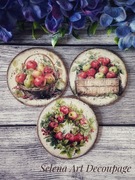Dekoracyjne podstawki farmhouse shabby chic vintage decoupage owoce