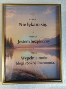 Plakat afirmacyjny 30x40cm w złotej ramce Trening oddechu Afirmacje 