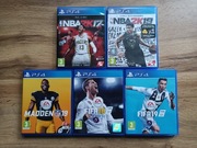 Zestaw gier sportowych na PS4 (NBA 2K17 i 2K19 FIFA 18 i 19 Madden 19)