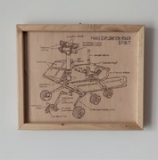 Obrazek drewniany wypalany, pirografia, łazik