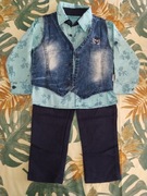 Komplet r 98 dla chłopca jak nowy, elegancki, koszula, spodnie, kamizelka