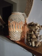 Duży makramowy lampion w stylu Boho - kolor cappuccino