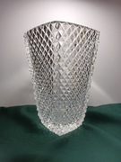 Wazon kryształ PRL szkło ozdobne rękodzieło diamentowy wzór 