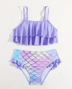 Nowy strój kąpielowy 2 częściowy 128/134 cm Falbanka