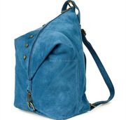 Plecak zamszowy niebieski, włoska robota