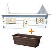 Drewniana skrzynka Doniczka + wkład na kwiaty Donica zewnętrzna 47 cm Biała