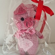 Recznie szyta rozowa swinka, mis, przytulanka