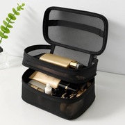 Czarna kosmetyczka organizer damski męski podróżna siateczkowa pojemna