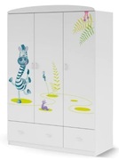 Zestaw mebli Meblik Happy Animals łóżko, szafa, dwie komody i skrzynia