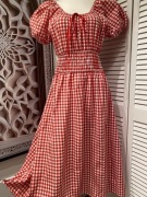 Maxi sukienka - kratka czerwono biała . Styl Retro 