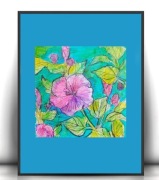 kolorowy obrazek A4, kwiaty rysunek 21x30, botaniczny plakat z kwiatkiem