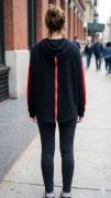 Nowa Czarna Bluza Oversize TwoMoon XXL, Czerwone Rękawy Zamek na Plecach