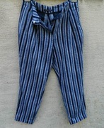 Marks&Spencer lniane spodnie granatowe pionowe pasy  40/42