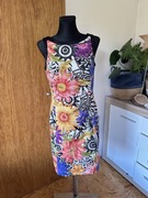 Marc Cain 38 36 S M sukienka kwiaty ołówek cupro cotton