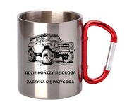 Kubek metalowy z karabińczykiem OFFROAD personalizowany prezent