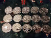 15 sztuk srebrna moneta 20 zł jaszczurka zielona 2009 Ag srebro 