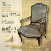 Antyk Fotel, "Ludwik XV - rokoko" - stan oryginalny.