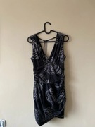 Jane Norman, imprezowa, krótka, czarna sukienka z cekinami, rozmiar 34/XS