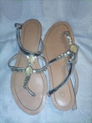 Sandały japonki srebrne