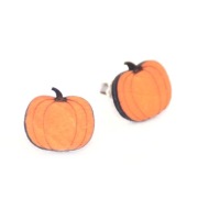 Kolczyki biżuteria z drewna Dynia Halloween Sztyft