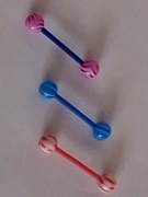 Kolczyki z bioplastu język 1.6/16/6mm 3szt nieuczulające piercing + PUDEŁKO