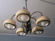 Lampa wisząca, żyrandol 5 ramienny w kolorze mosiężnym 