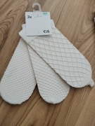 damskie skarpetki kabaretki C&A białe 3 pary 35-42 socks rajstopowe
